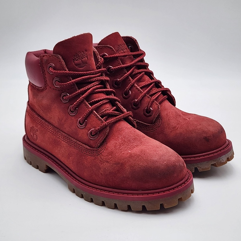 Timberland 6" Premium All Red Waterproof Kids Boys Boots Shoes Size 11 READ